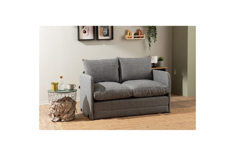 2-seters sovesofa Rubby (128 x 70 x 66 cm) Lys Grå - Lys Grå - Møbler - Sofaer - Sovesofaer - 2 seters sovesofa