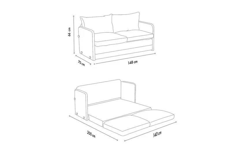 2-seters sovesofa Rubby (148 x 70 x 66 cm) Beige - Beige - Møbler - Sofaer - Sovesofaer - 2 seters sovesofa