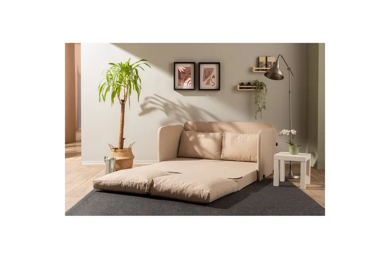 2-seters sovesofa Rubby (148 x 70 x 66 cm) Beige - Beige - Møbler - Sofaer - Sovesofaer - 2 seters sovesofa
