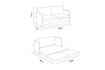 2-seters sovesofa Rubby (148 x 70 x 66 cm) Grå - Grå - Møbler - Sofaer - Sovesofaer - 2 seters sovesofa