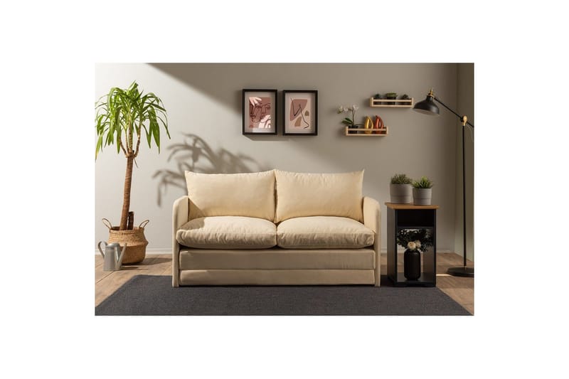2-seters sovesofa Rubby (148 x 70 x 66 cm) Krem - Krem - Møbler - Sofaer - Sovesofaer - 2 seters sovesofa