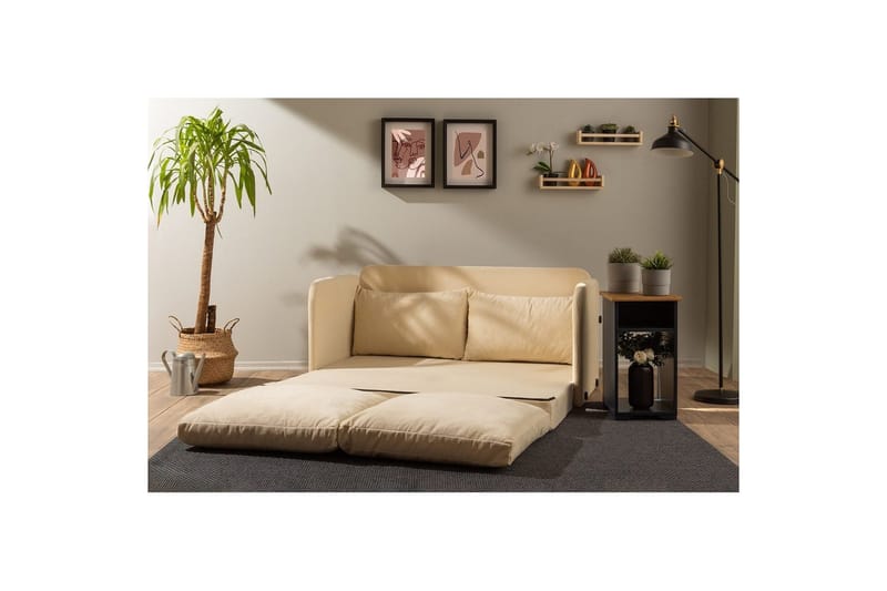 2-seters sovesofa Rubby (148 x 70 x 66 cm) Krem - Krem - Møbler - Sofaer - Sovesofaer - 2 seters sovesofa
