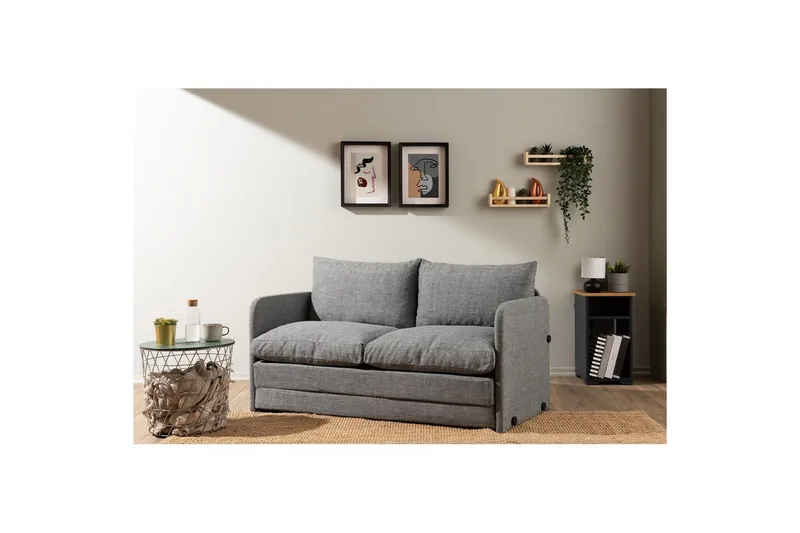 2-seters sovesofa Rubby (148 x 70 x 66 cm) Lys Grå - Lys Grå - Møbler - Sofaer - Sovesofaer - 2 seters sovesofa