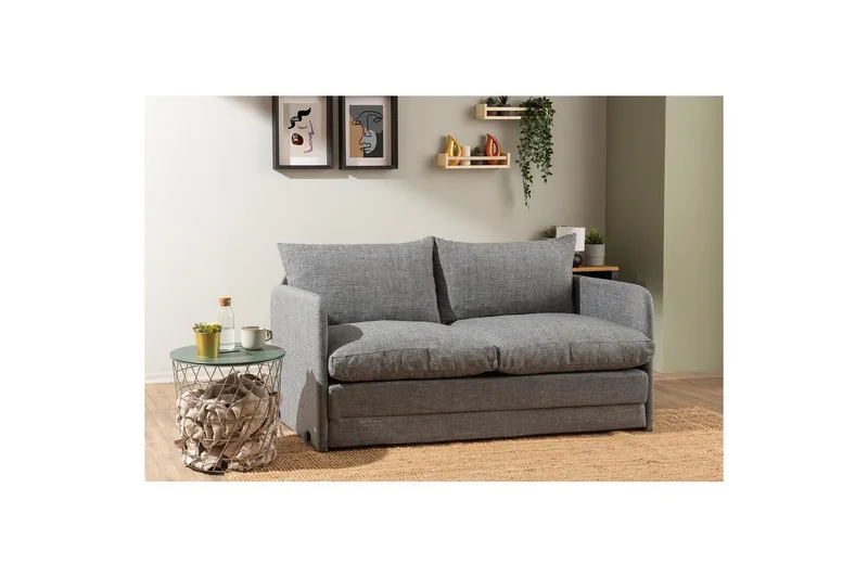 2-seters sovesofa Rubby (148 x 70 x 66 cm) Lys Grå - Lys Grå - Møbler - Sofaer - Sovesofaer - 2 seters sovesofa