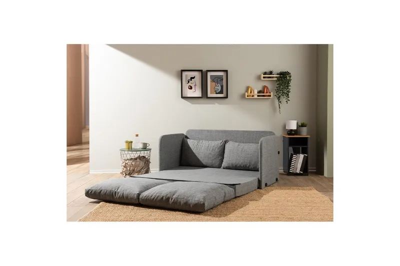 2-seters sovesofa Rubby (148 x 70 x 66 cm) Lys Grå - Lys Grå - Møbler - Sofaer - Sovesofaer - 2 seters sovesofa
