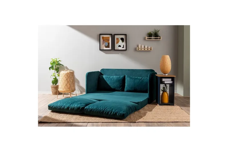 2-seters sovesofa Rubby (148 x 70 x 66 cm) Petrolgrønn - Petrolgrønn - Møbler - Sofaer - Sovesofaer - 2 seters sovesofa
