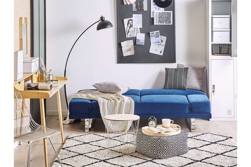 Selekk Sammenleggbar 2-seter Sovesofa 105x192 cm i Fløyel - Blå - Møbler - Sofaer - Sovesofaer - 2 seters sovesofa