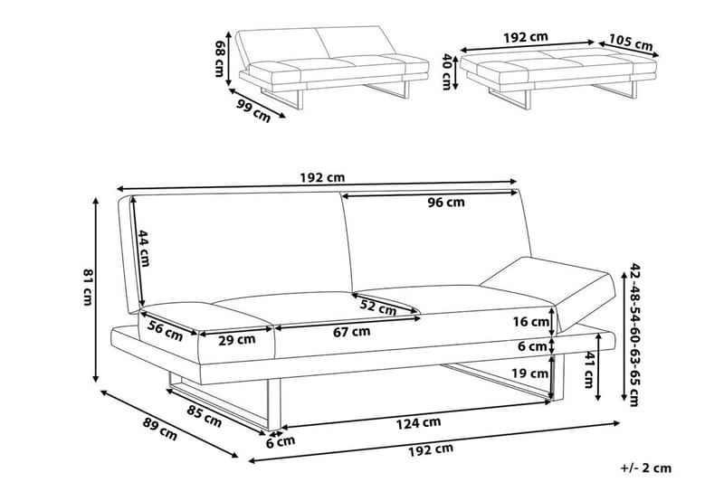 Selekk Sammenleggbar 2-seter Sovesofa 105x192 cm i Fløyel - Blå - Møbler - Sofaer - Sovesofaer - 2 seters sovesofa