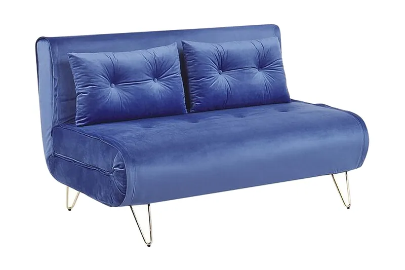 Sofa 2-seters fløyel marineblå VESTFOLD - Blå - Møbler - Sofaer - Sovesofaer - 2 seters sovesofa