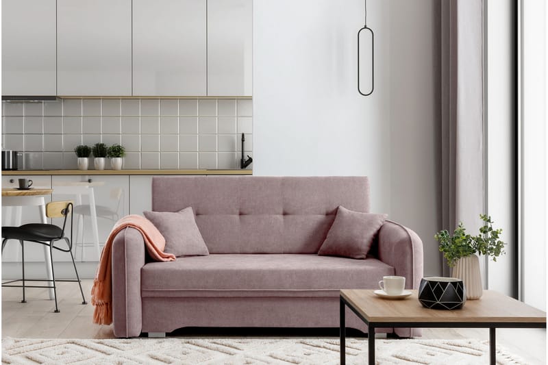 Sovesofa Bandana med Oppbevaring 2-seter - Rosa - 2 seters sovesofa