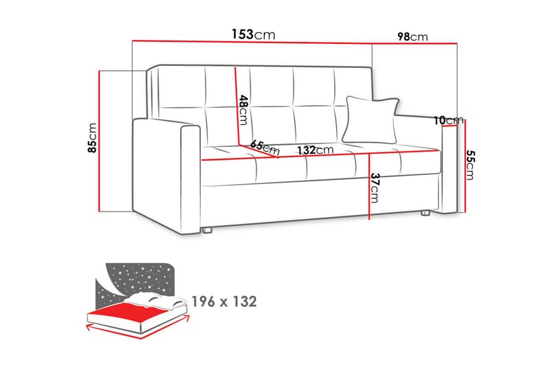 Sovesofa Viva 153x100x85 cm - Møbler - Sofaer - Sovesofaer - 2 seters sovesofa