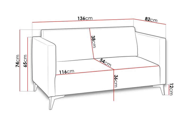 Szafir 2-seter Sofa 82x136 cm - Hvit - Møbler - Sofaer - Fløyelssofaer