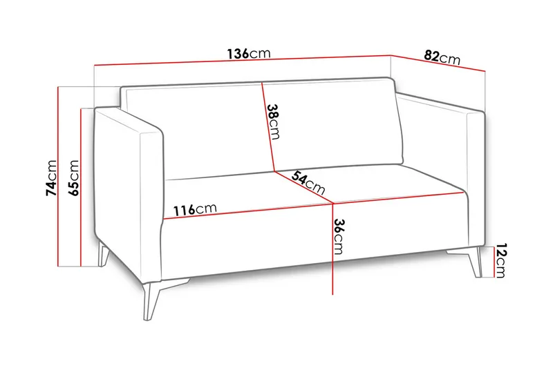 Szafir 2-seter Sofa 82x136 cm - Tre/Natur - Møbler - Sofaer - Fløyelssofaer