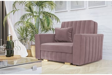 Upperud 1-seter Rektangulær Sovesofa med Oppbevaring i Fløyel - Rosa - Møbler - Sofaer - Sovesofaer - 2 seters sovesofa