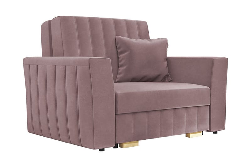 Upperud 1-seter Rektangulær Sovesofa med Oppbevaring i Fløyel, Rosa