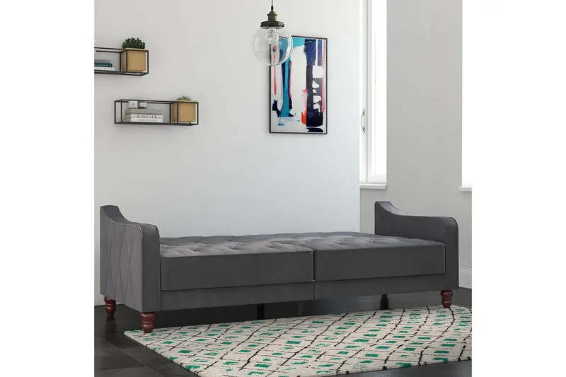 Vintage Tufted 2-seters Sovesofa Grå - Novogratz - Møbler - Sofaer - Sovesofaer - 2 seters sovesofa