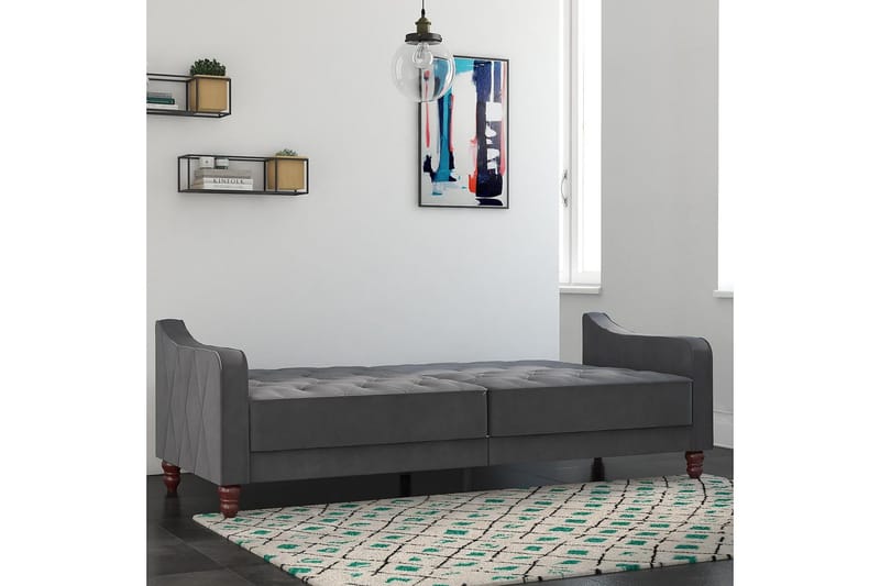 Vintage Tufted 2-seters Sovesofa Grå - Novogratz - Møbler - Sofaer - Sovesofaer - 2 seters sovesofa