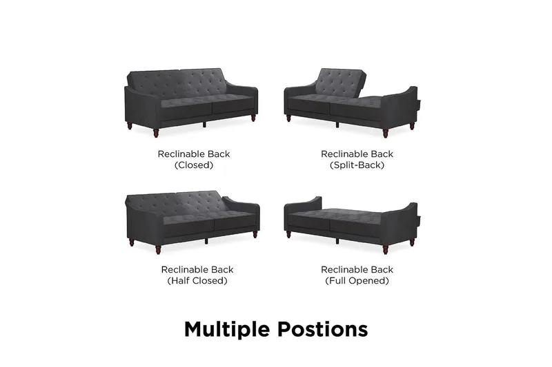 Vintage Tufted 2-seters Sovesofa Grå - Novogratz - Møbler - Sofaer - Sovesofaer - 2 seters sovesofa