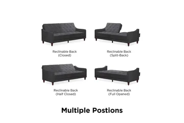 Vintage Tufted 2-seters Sovesofa Grå - Novogratz - Møbler - Sofaer - Sovesofaer - 2 seters sovesofa