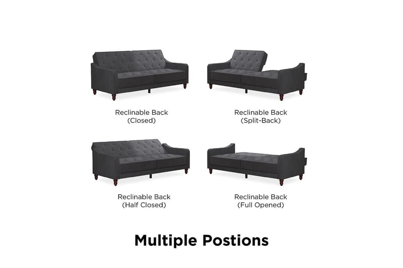 Vintage Tufted 2-seters Sovesofa Grå - Novogratz - Møbler - Sofaer - Sovesofaer - 2 seters sovesofa