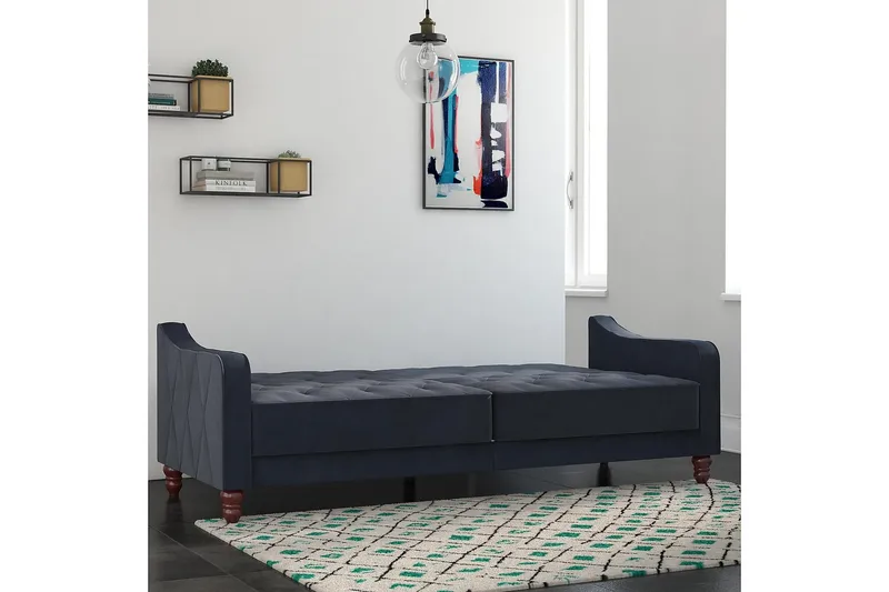 Vintage Tufted 2-seters Sovesofa Marineblå - Novogratz - Møbler - Sofaer - Sovesofaer - 2 seters sovesofa