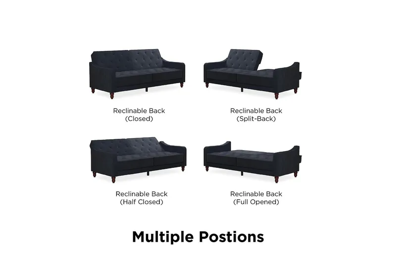 Vintage Tufted 2-seters Sovesofa Marineblå - Novogratz - Møbler - Sofaer - Sovesofaer - 2 seters sovesofa