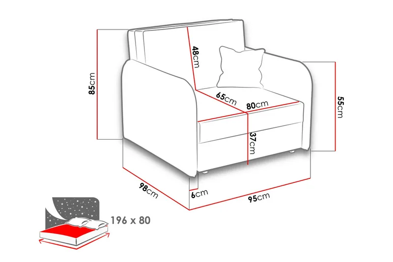 Viva Sovelenestol - Svart - Møbler - Sofaer - Sovesofaer - 2 seters sovesofa