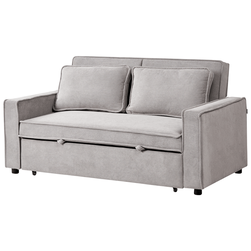 2-seters Uttrekkbar Sovesofa 137x179 cm med Hjul i Stoff - Grå - Møbler - Sofaer - Sovesofaer - 2 seters sovesofa