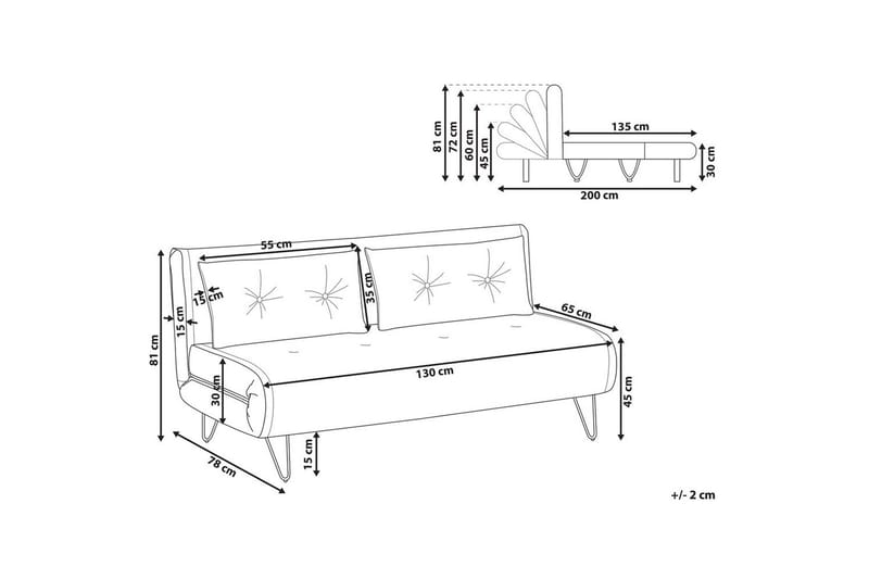 2-sitssoffa Vestfold NO_BRAND Grey||Black - Møbler - Sofaer - Sovesofaer - 2 seters sovesofa