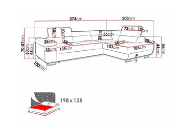3-seters Hjørnesovesofa Kintore - Møbler - Sofaer - Sovesofaer - Langsgående sovesofa