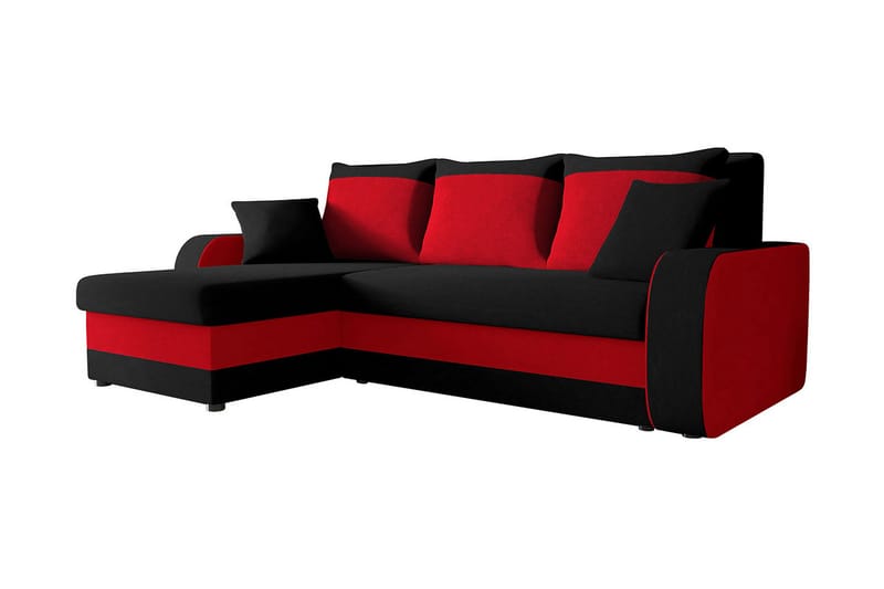 3-seters Hjørnesovesofa Nyarp Universal - Grå/Rød - Sovesofa divan - Fløyelssofaer