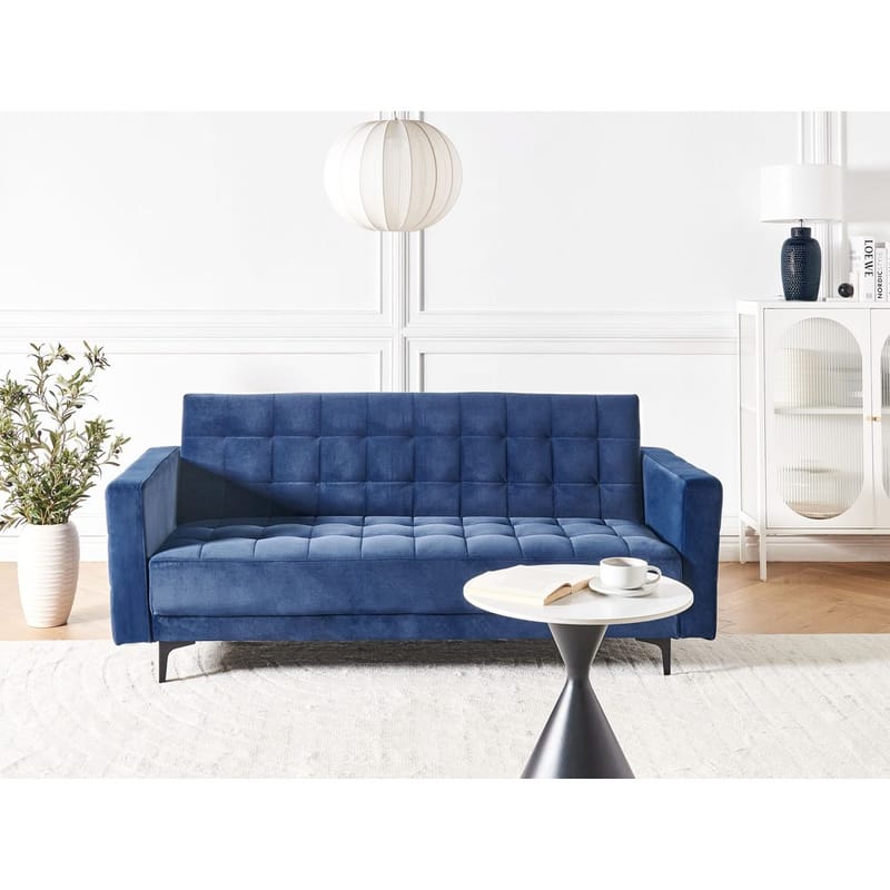 3-seters Sjeselongsofa Aberdeen - Blå, Svart/Fløyel - Møbler - Sofaer - Sovesofaer - 3 seters sovesofa