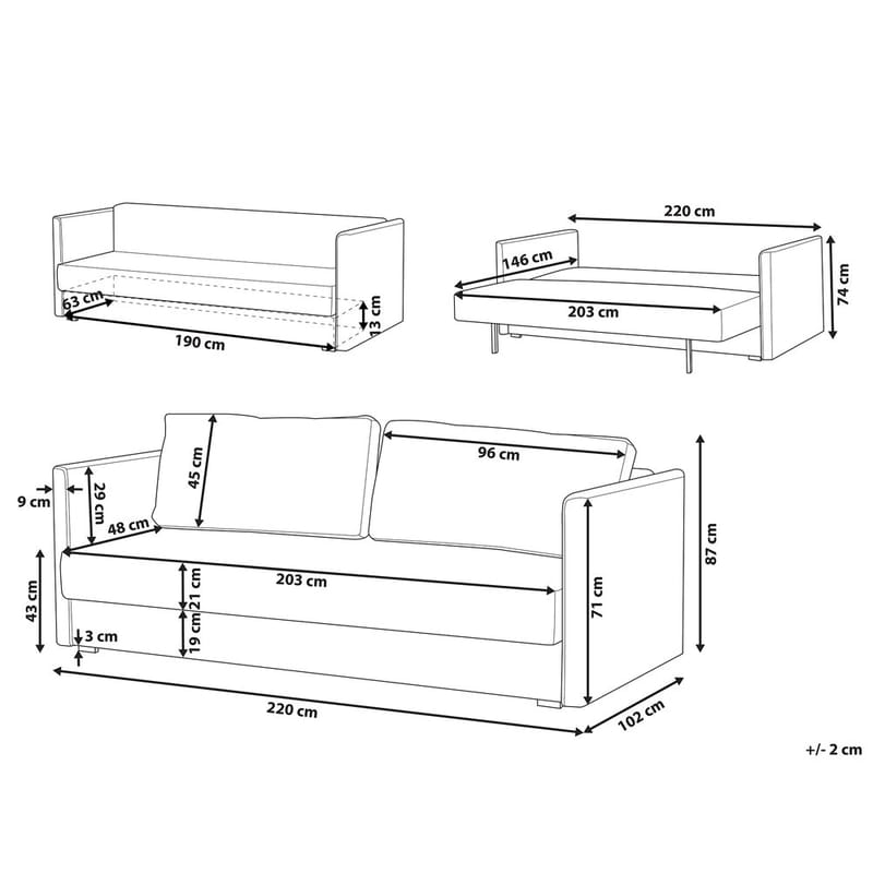 3-seters sofa Eksjo - Gul - Møbler - Sofaer - Sovesofaer - 3 seters sovesofa