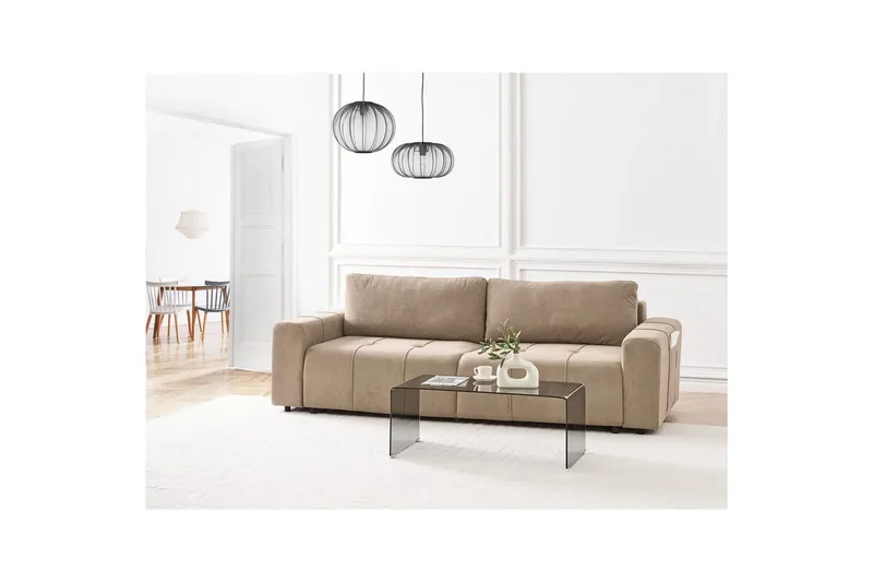 3-seters sofa Innvik - Brun, 213x156 cm - Møbler - Sofaer - Sovesofaer - 2 seters sovesofa