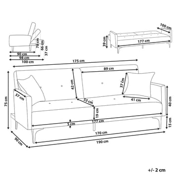 3-seters sofa Lucan - Oransje, Gull - Møbler - Sofaer - Sovesofaer - 3 seters sovesofa