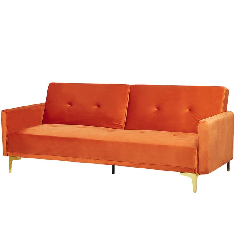 3-seters sofa Lucan - Oransje, Gull - Møbler - Sofaer - Sovesofaer - 3 seters sovesofa
