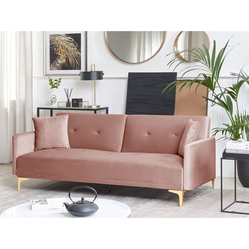 3-seters sofa Lucan - Rosa, Gull - Møbler - Sofaer - Sovesofaer - 3 seters sovesofa