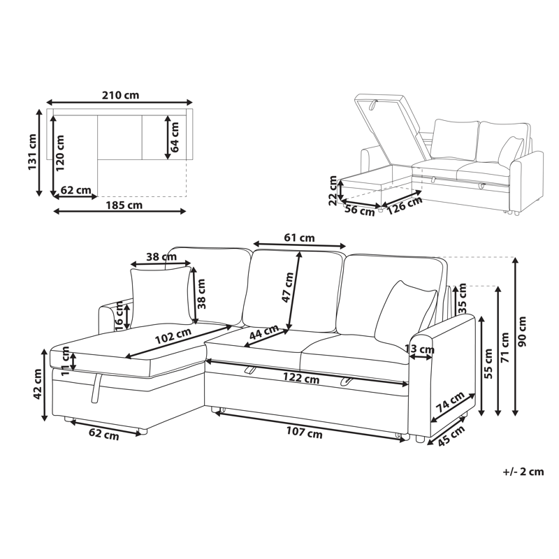 3-seters sofa Nassjo høyrevendt - Lys brun - Møbler - Sofaer - Sovesofaer - Langsgående sovesofa