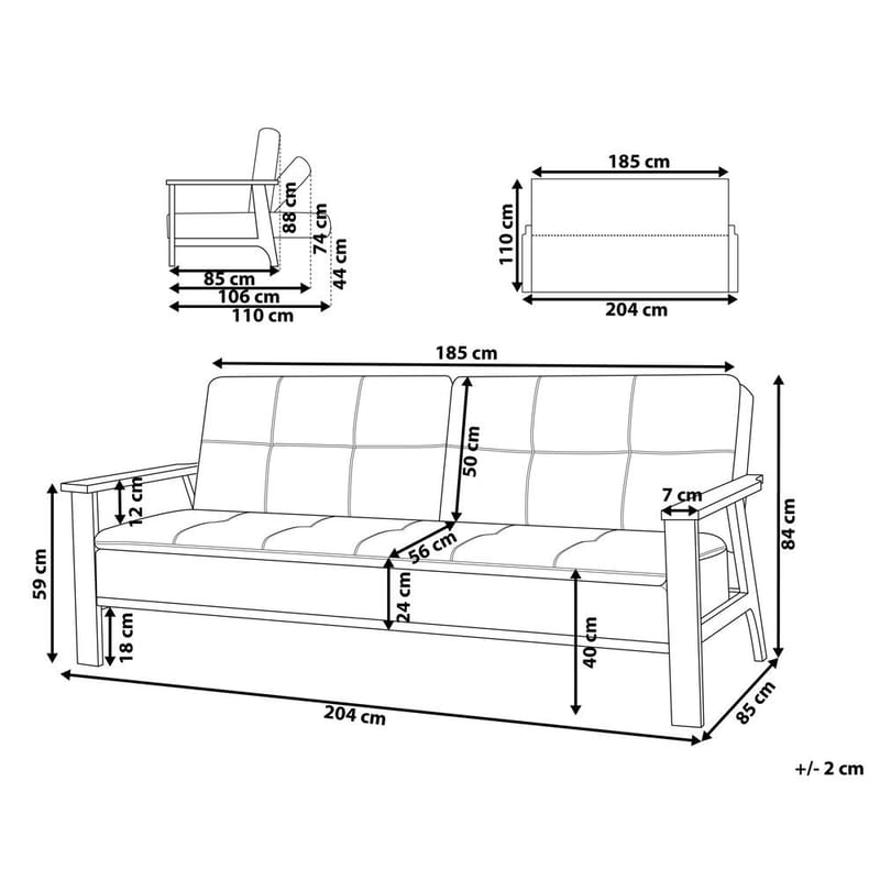 3-seters sofa Tjorn - Grå, lyst tre - Møbler - Sofaer - Sofagrupper