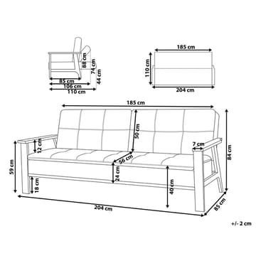 3-seters sofa Tjorn - Mørk grå, lyst tre - Møbler - Sofaer - Sovesofaer - Futon - Futon sofa