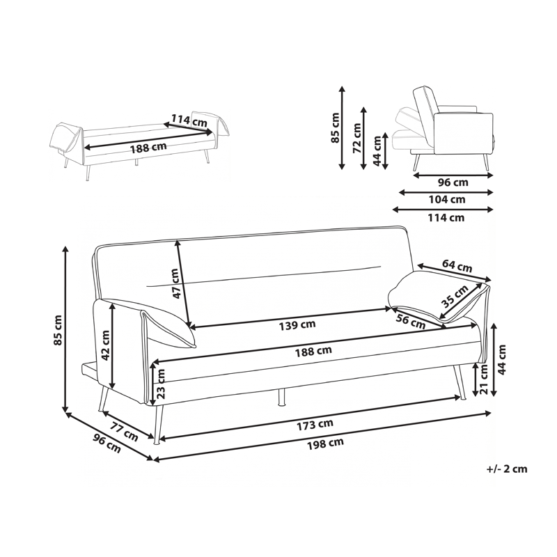 3-seters sofa Vayla - Off-White - Møbler - Sofaer - Sovesofaer - 3 seters sovesofa