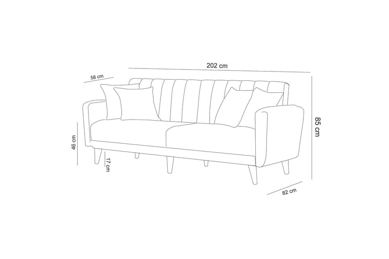 3-seter Rhydlafer Sovesofa - Grønn - 3 seters sovesofa