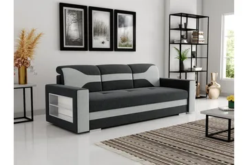 3-seter Sovesofa Rektangulær 236 cm med Oppbevaring i Stoff - Antrasitt - Møbler - Sofaer - Sovesofaer - 3 seters sovesofa