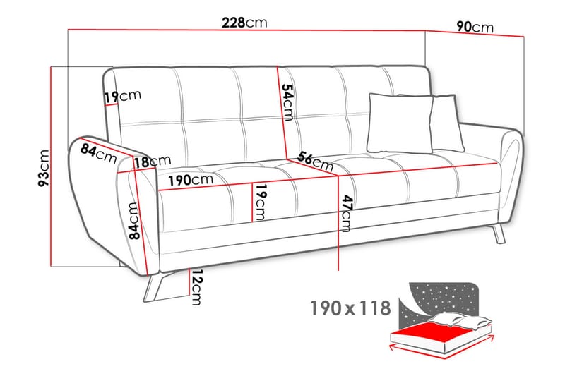 3-seters Sofa Rangrik - Grønn/Svart - Skinnsofaer - 3 seters sovesofa