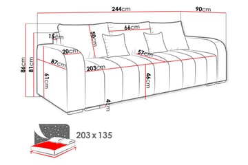 3-seters Sofa Zulueta - Beige - Møbler - Sofaer - Sovesofaer - 3 seters sovesofa