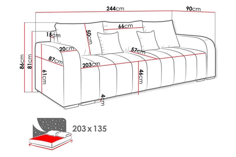 3-seters Sofa Zulueta - Beige - Fløyelssofaer - 3 seters sovesofa