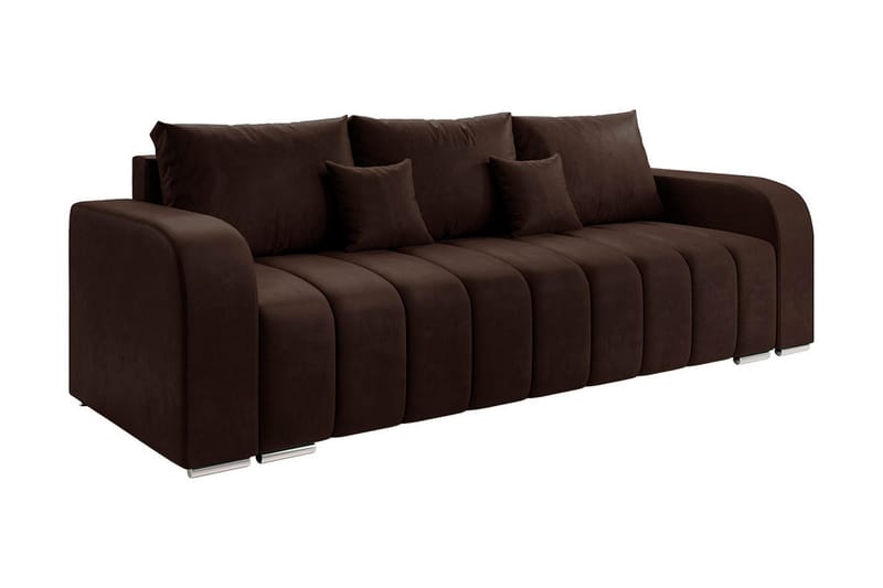 3-seters Sofa Zulueta - Brun - Fløyelssofaer - 3 seters sovesofa