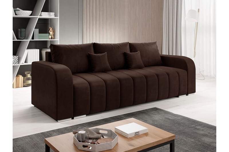 3-seters Sofa Zulueta - Brun - Fløyelssofaer - 3 seters sovesofa