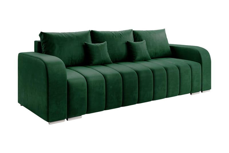 3-seters Sofa Zulueta - Grønn - Fløyelssofaer - 3 seters sovesofa