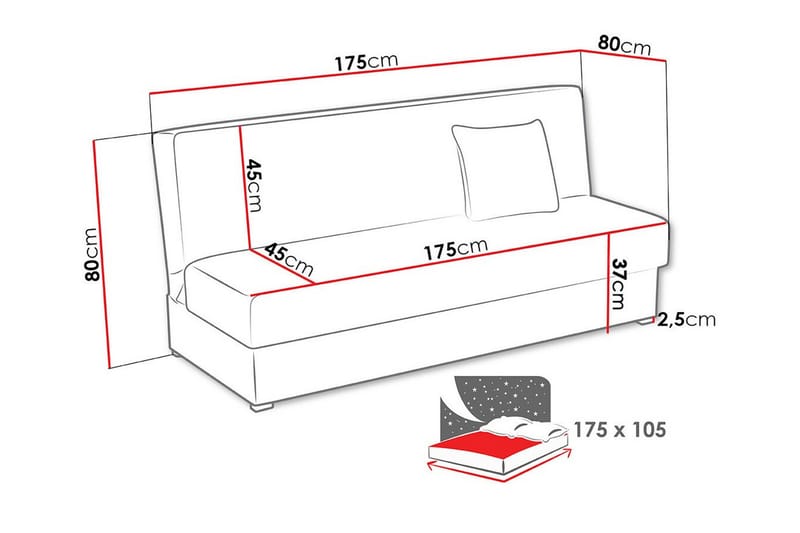 3-seters Sovesofa Denegal - Beige - 3 seters sovesofa